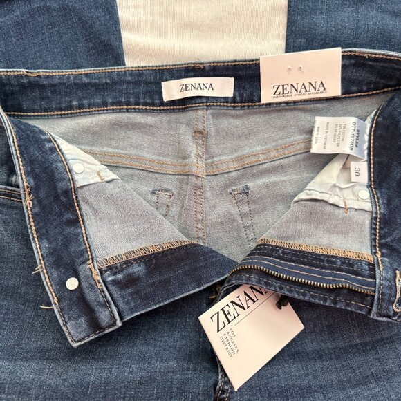 Zenana Super Stretch High Rise Bell Bottom Retro 70s Dark Wash Jeans - Picture 14 of 16